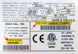 Serial Number Label